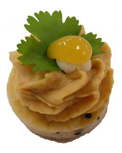 Spicy Naan with Smoked Chicken Mousse Coriander and Mango