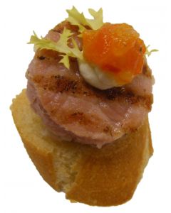 Grilled Gammon with Mixed Peppers and Curly endive on Ficelle