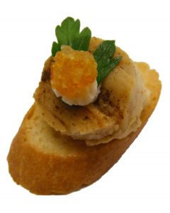 Cointreau marinated chicken with Orange Confit on Crostini