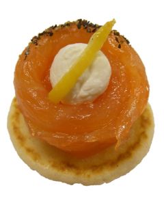 Rosette of Smoked Salmon Lemon Zest on Blinis