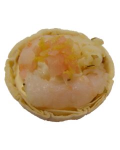 Tortilla Cup of Marinated Baby Prawns with Lemon and Ginger