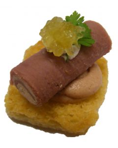 Smoked Duck Roll with Chervil and Rhubarb on toast