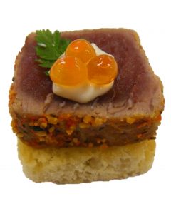 Peppered Tuna Loin with Keta Caviar on Toast