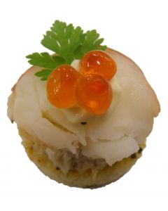 Lobster Tail with Crab Mousseline, Keta Caviar, Chervil, Herb Chilli Toast