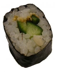 Cucumber Hosomaki Sushi with Wasabi & Soy Dip