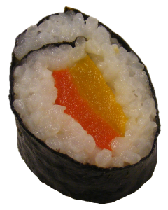 Sweet Pepper Hosomaki Sushi with Wasabi & Soy Dip