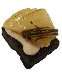 Rich Chocolate Brownie with Seared Apple Fan & Apple Cream (Nuts)