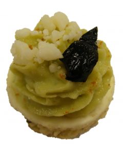 (V) Avocado Mousse with Parmesan and Black Olive on Tomato Bread