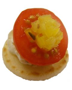 (C) Blinis with Tomato & Herbed Cream Cheese
