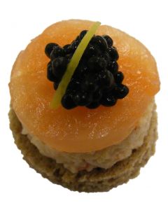 (F) Hot Smoked Salmon on Rye Bread with Avruga Caviar