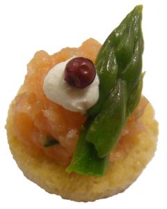 (F) Salmon Tartar with Fresh Asparagus on Toast