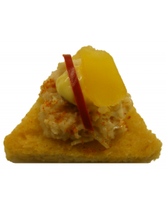 (F) Spicy Crab with Apricot & Chilli on Triangle Toast