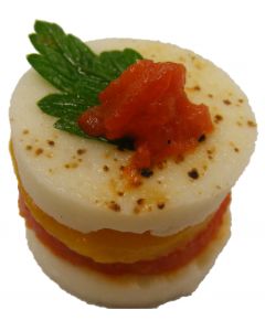 (C) Chargrilled Peppers with Chargrilled Mozzarella Mille Feuille