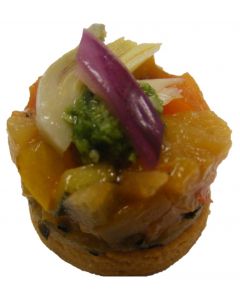 (V) Chargrilled Vegetable Tower with Artichoke on Parmesan Shortbread