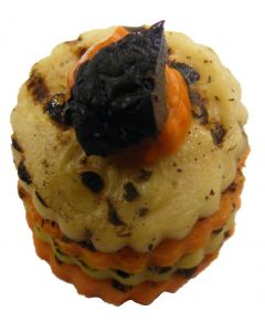 (V) Chargrilled Carrot and Zucchini Tower with Tapenade and Peppers Salsa