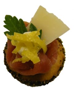 (M) Parma Ham on Poppy Seeded Shortbread with Parmesan