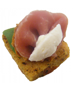 (M) Baked Polenta with Mozzarella Parma Ham & Basil