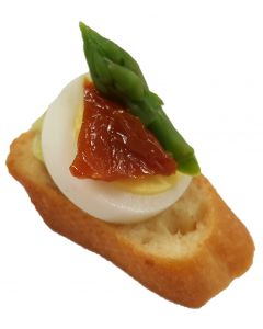 (V) Bruschetta Quail Egg Asparagus Mousse & Baby Asparagus