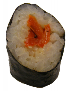 (V) Sweet Red Pepper Hosomaki Sushi with Wasabi & Soy Dip